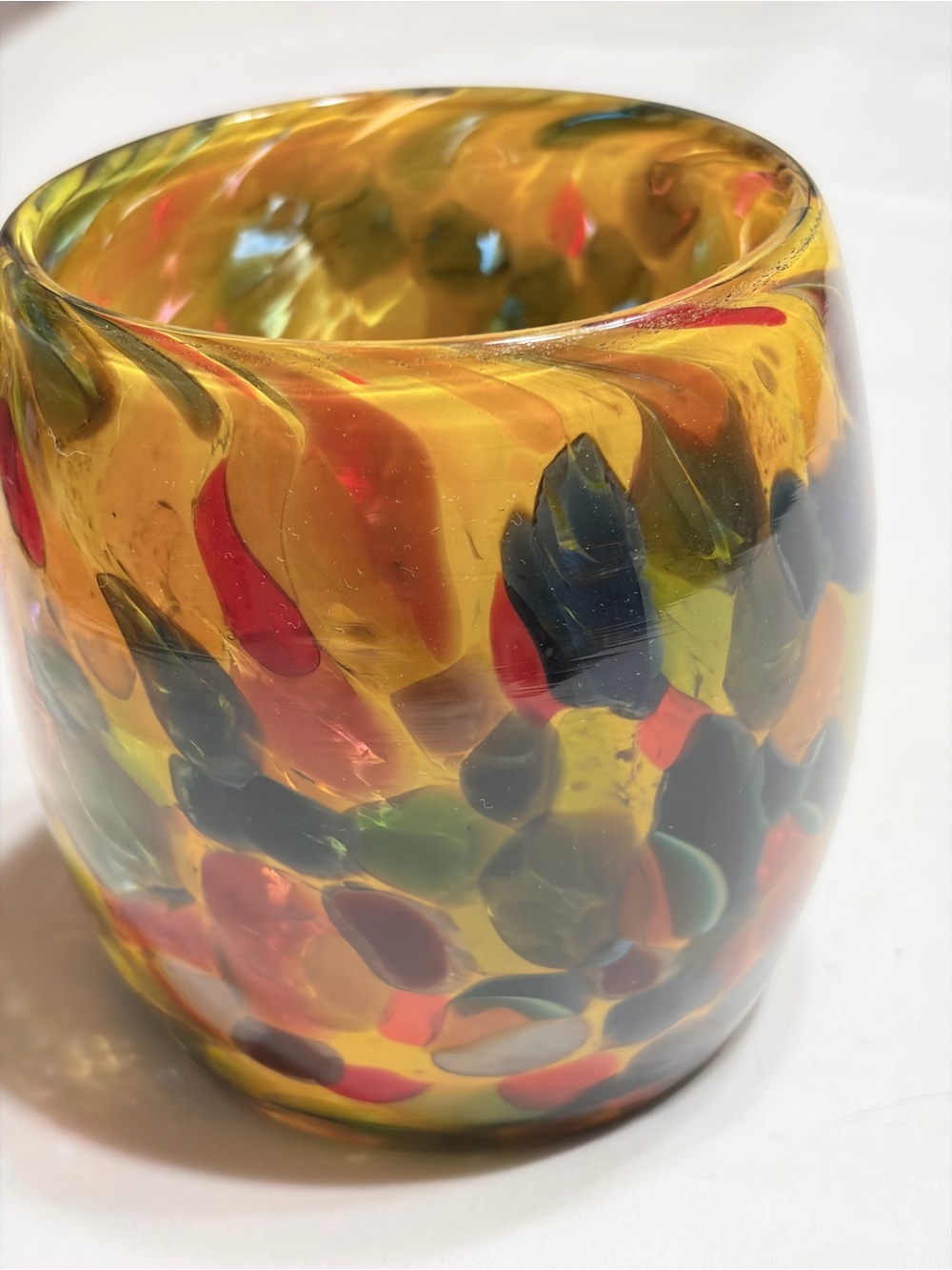 Handblown Multicolor Art Glass Vase - Amber & Jewel Tones - Picture 2 of 9